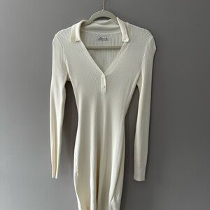 HOLISTER Elegant Cream Ribbed Knit Dress
